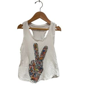 CALIFORNIA VINTAGE Kids White Peace Sign Tank Top